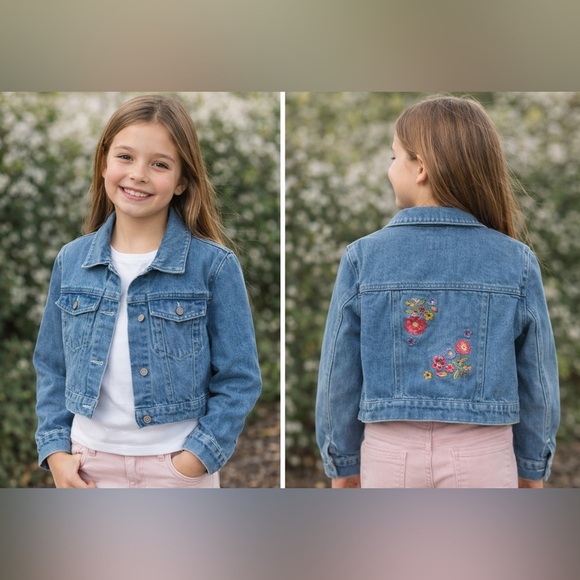 American Girl Other - American Girl Blue Jean Jacket with Floral Design